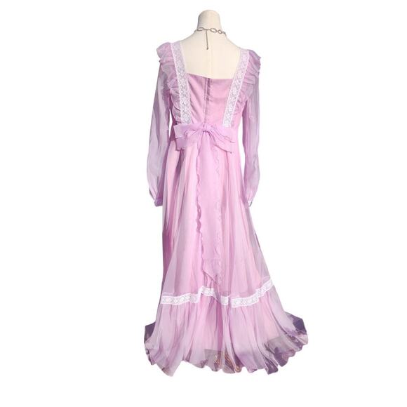 Vtg 60s 70s Sylvia Ann Lavender Lilac Pastel Wedding Bridal Formal Dress Sz 16 - Picture 6 of 9